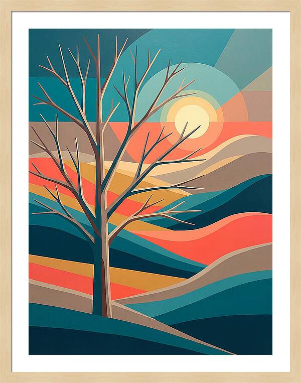 Winter Tree Silhouette Against Sunset