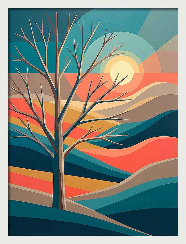 Winter Tree Silhouette Against Sunset
