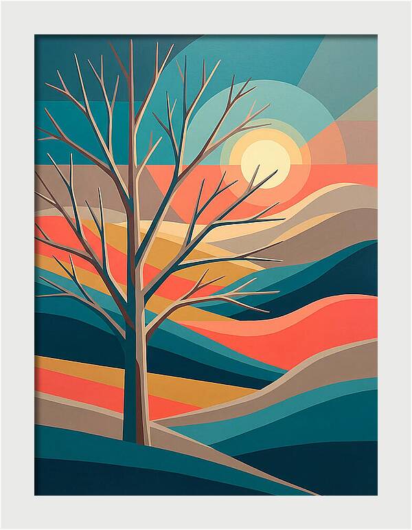 Winter Tree Silhouette Against Sunset
