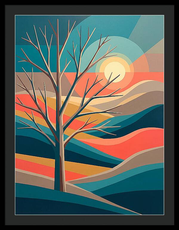 Winter Tree Silhouette Against Sunset