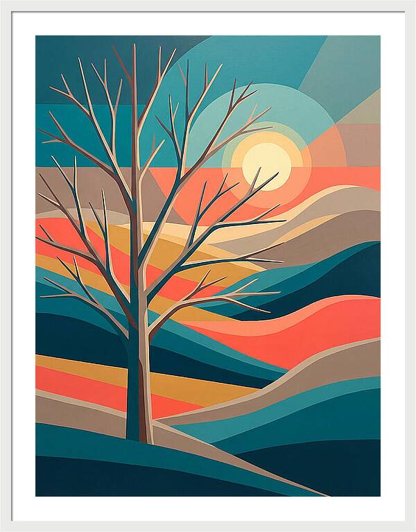 Winter Tree Silhouette Against Sunset