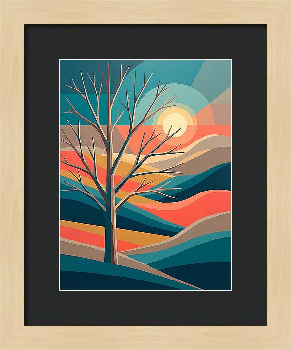 Winter Tree Silhouette Against Sunset