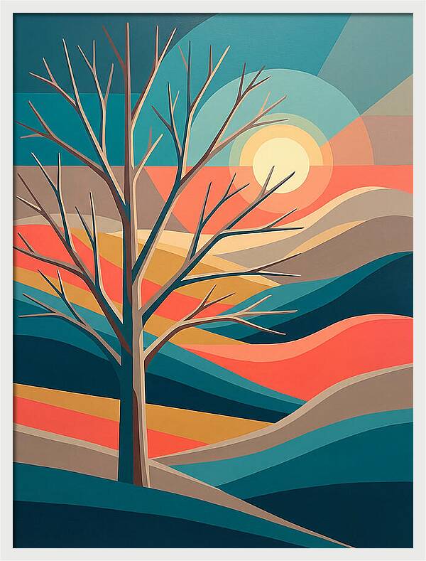 Winter Tree Silhouette Against Sunset