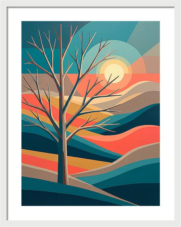 Winter Tree Silhouette Against Sunset