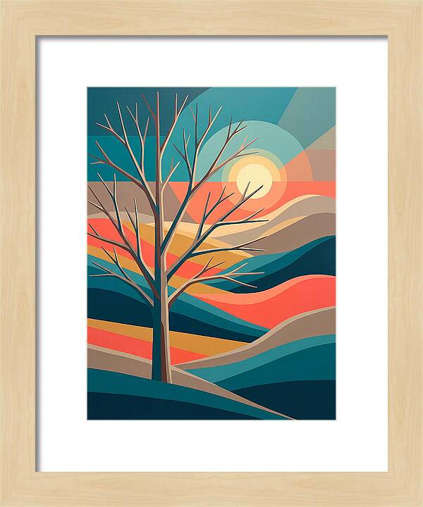 Winter Tree Silhouette Against Sunset