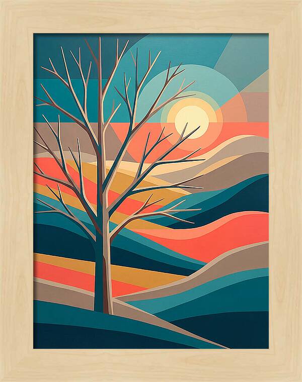 Winter Tree Silhouette Against Sunset