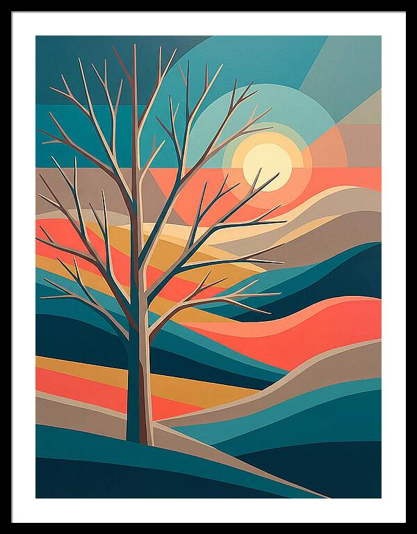 Winter Tree Silhouette Against Sunset