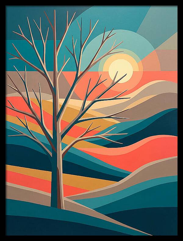 Winter Tree Silhouette Against Sunset