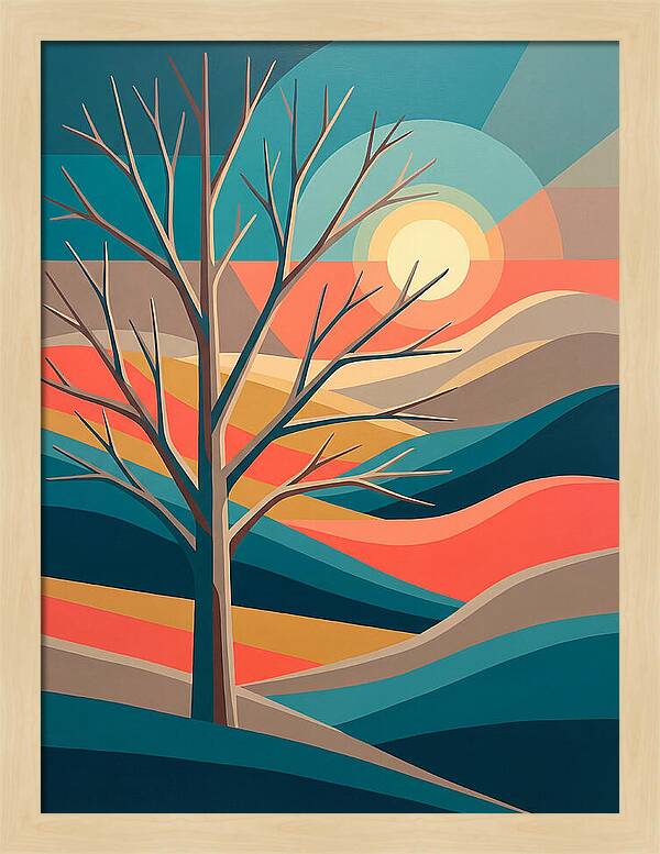 Winter Tree Silhouette Against Sunset