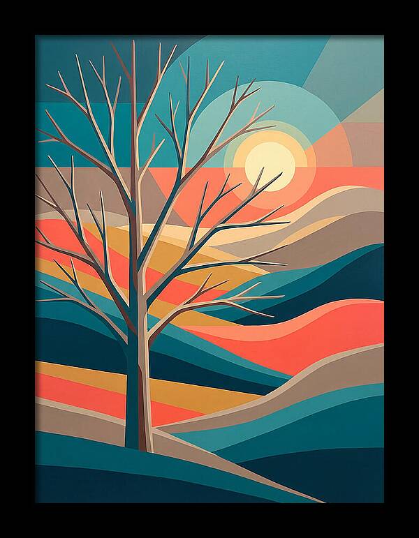 Winter Tree Silhouette Against Sunset