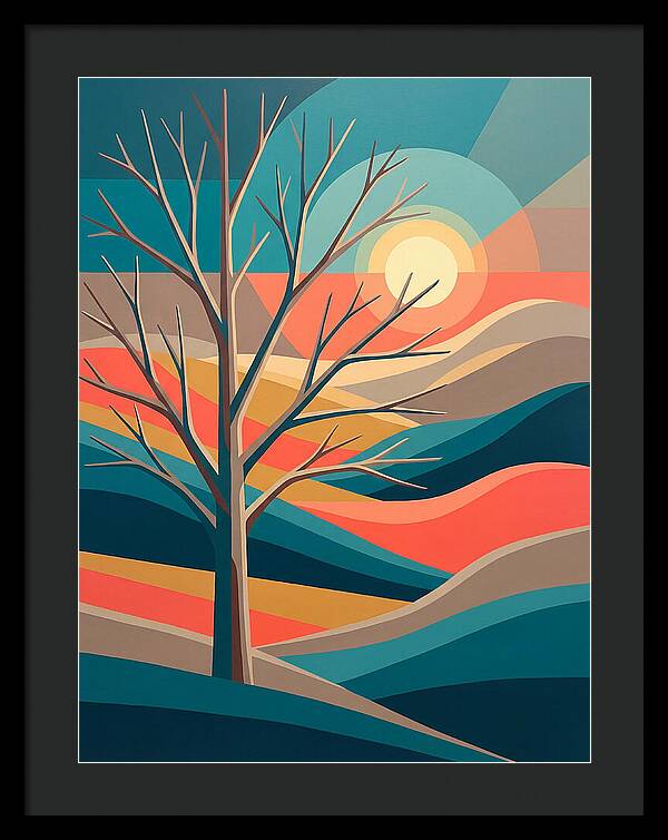 Winter Tree Silhouette Against Sunset