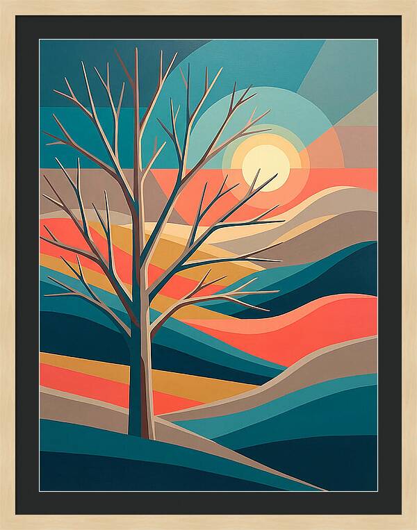 Winter Tree Silhouette Against Sunset