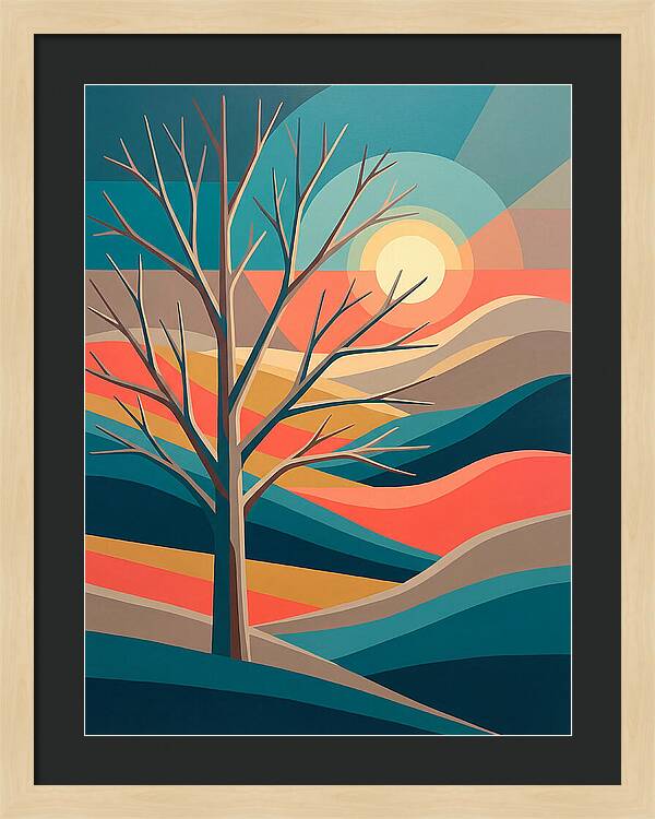 Winter Tree Silhouette Against Sunset