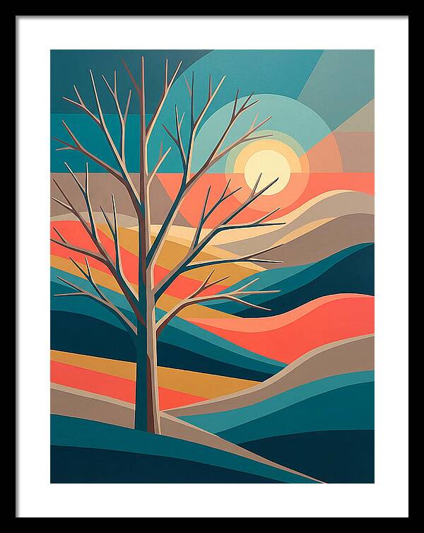 Winter Tree Silhouette Against Sunset