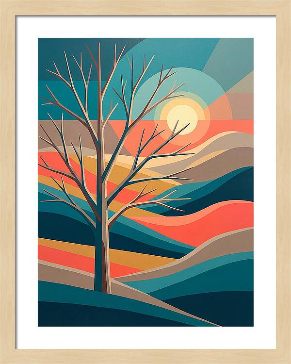Winter Tree Silhouette Against Sunset