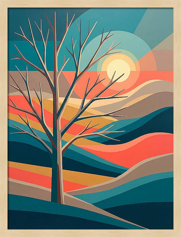 Winter Tree Silhouette Against Sunset