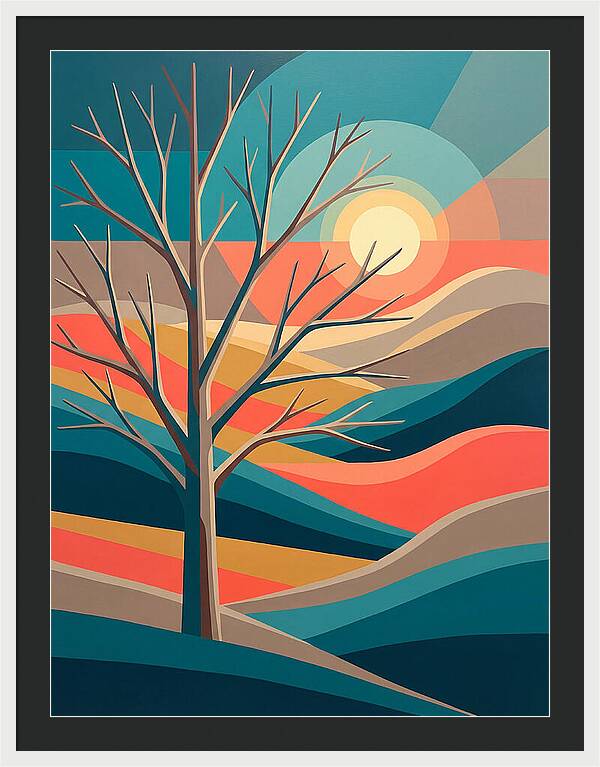 Winter Tree Silhouette Against Sunset