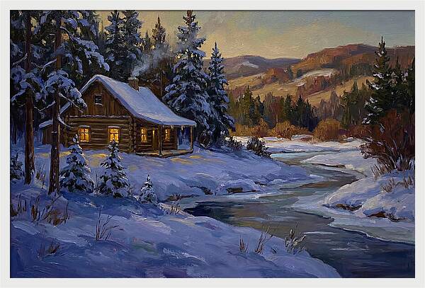 Winter Twilight With Blue Snow