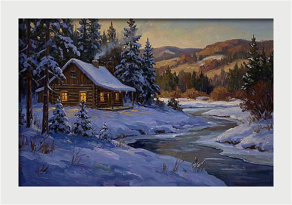 Winter Twilight With Blue Snow