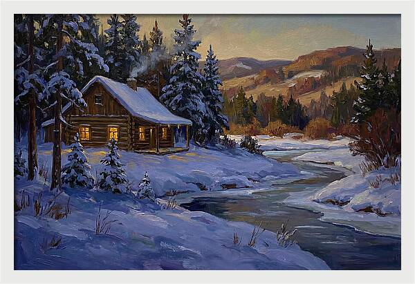 Winter Twilight With Blue Snow