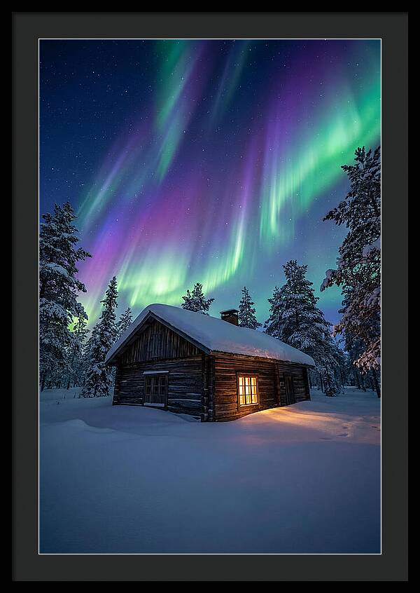 Winters Embrace Under Northern Lights