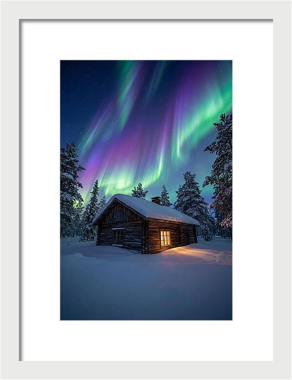 Winters Embrace Under Northern Lights