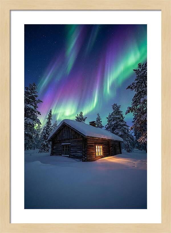Winters Embrace Under Northern Lights
