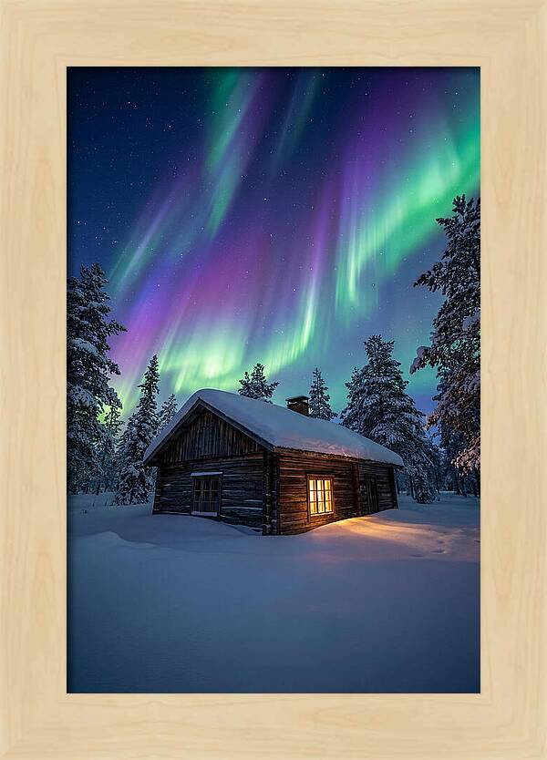 Winters Embrace Under Northern Lights