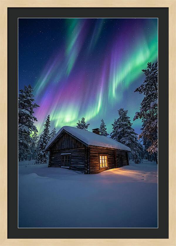 Winters Embrace Under Northern Lights
