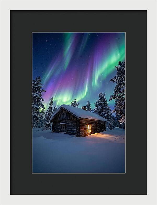 Winters Embrace Under Northern Lights