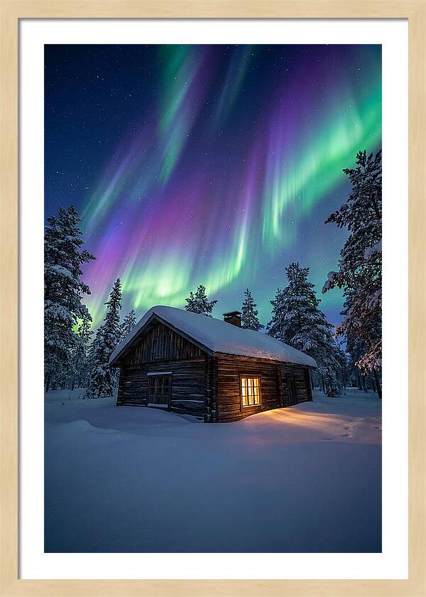 Winters Embrace Under Northern Lights