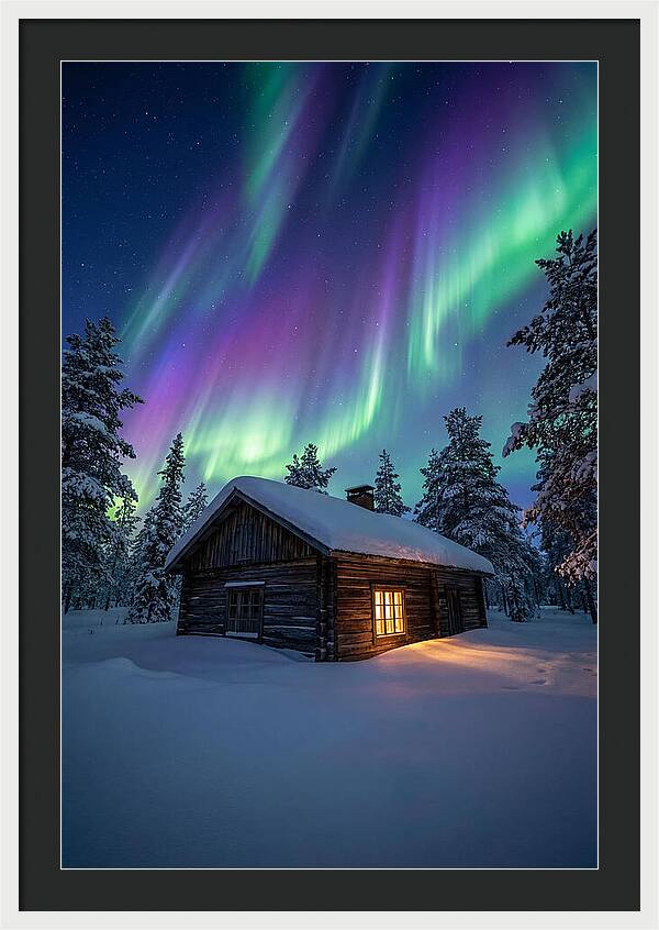 Winters Embrace Under Northern Lights
