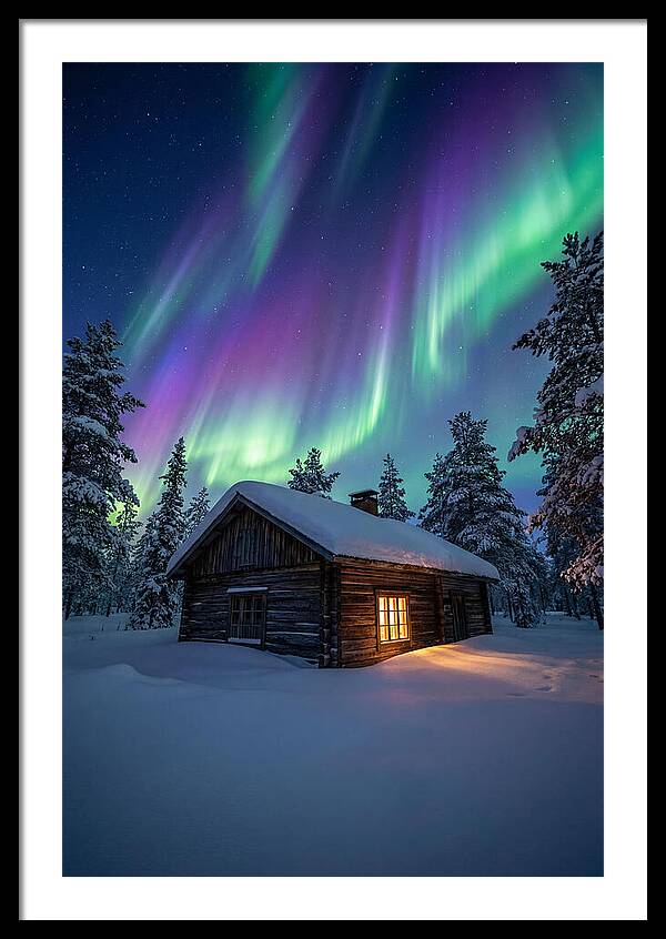 Winters Embrace Under Northern Lights