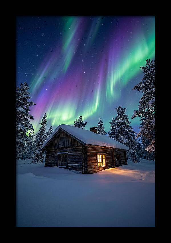 Winters Embrace Under Northern Lights
