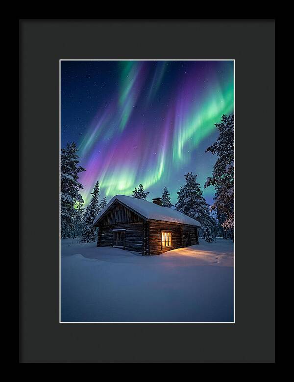 Winters Embrace Under Northern Lights