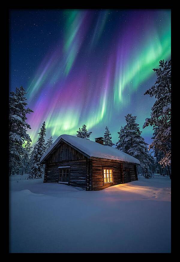Winters Embrace Under Northern Lights