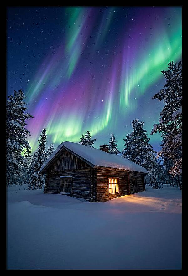 Winters Embrace Under Northern Lights