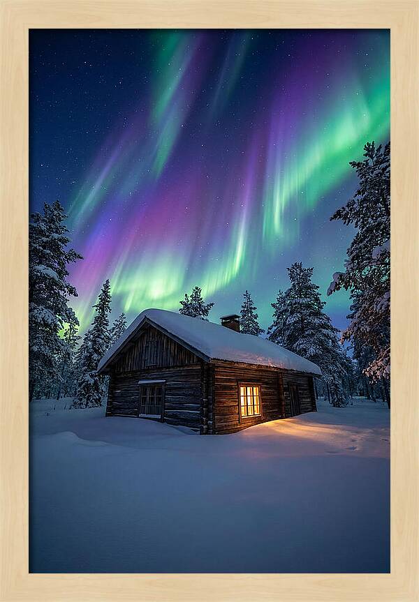 Winters Embrace Under Northern Lights