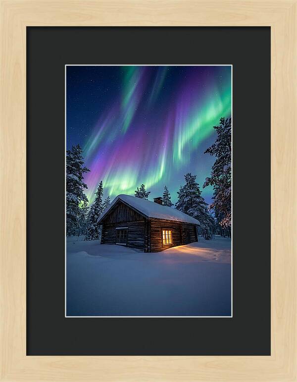 Winters Embrace Under Northern Lights