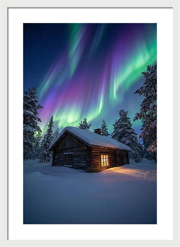Winters Embrace Under Northern Lights