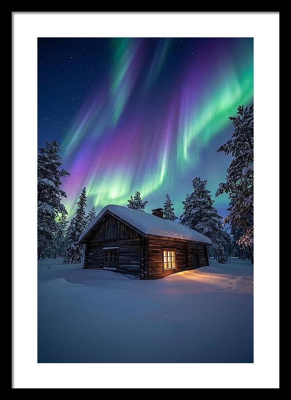 Winters Embrace Under Northern Lights