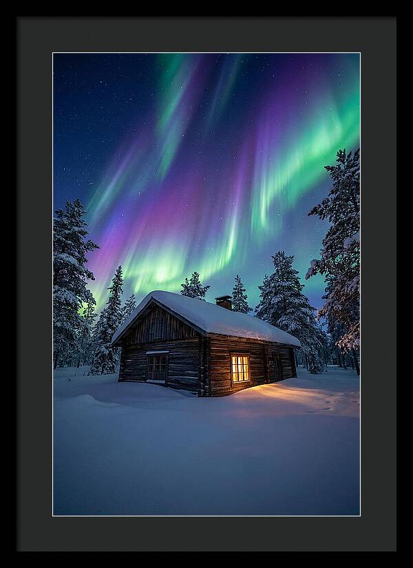 Winters Embrace Under Northern Lights