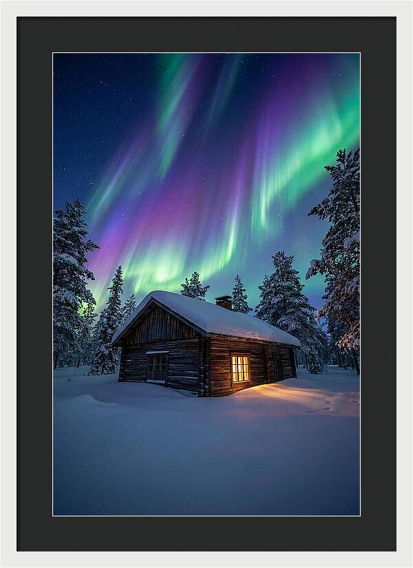 Winters Embrace Under Northern Lights