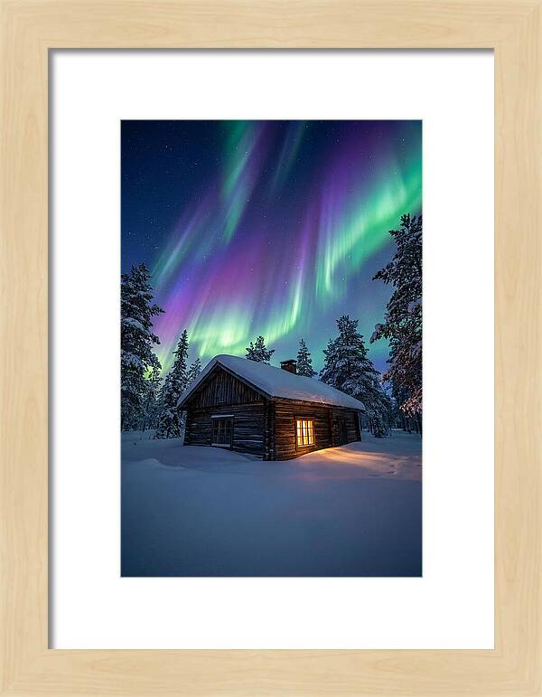 Winters Embrace Under Northern Lights
