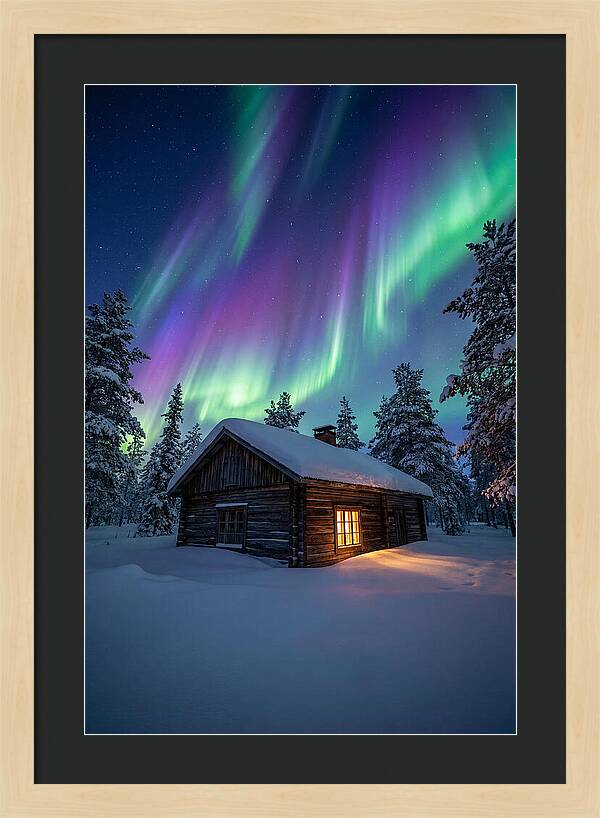 Winters Embrace Under Northern Lights