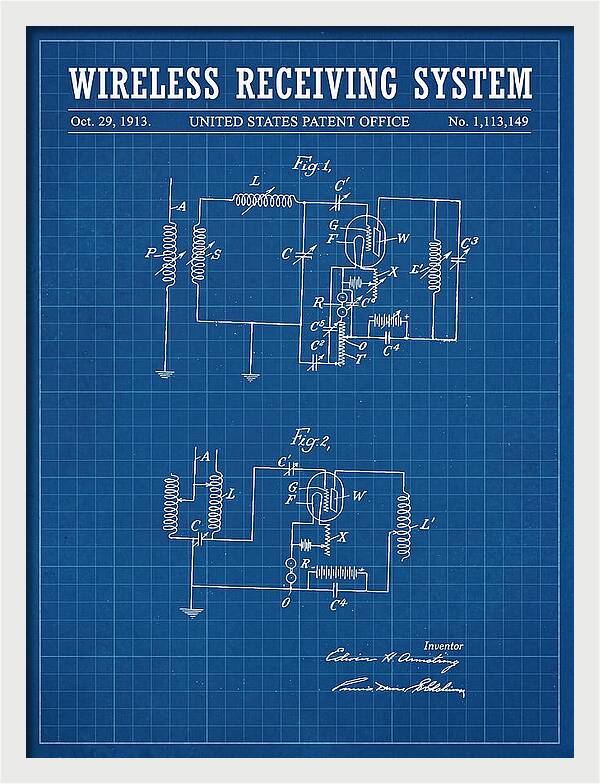 Wireless Receiving System Armstrong Regenerative Blueprint Patent Us1113149a