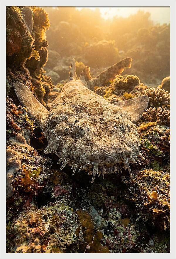 Wobbegong Shark Hidden In Coral