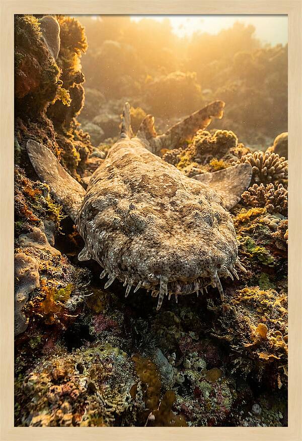 Wobbegong Shark Hidden In Coral