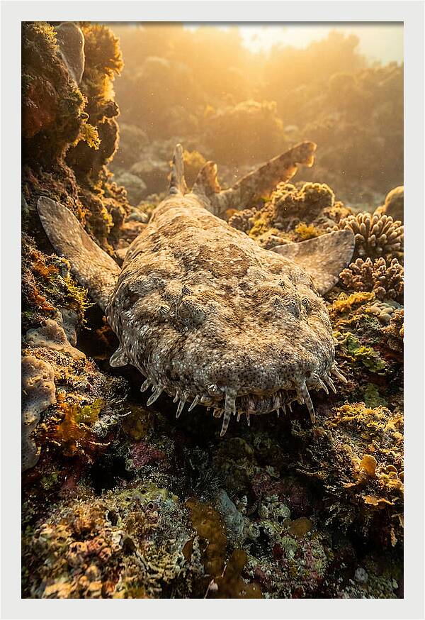 Wobbegong Shark Hidden In Coral