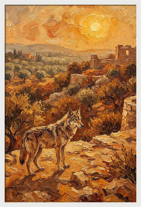 Wolf In The Mediterranean Sunset